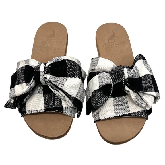 Brother Vellies Burkina Slide Montauk Picnic Gingham Bow Sandals NWT Women’s 8 - Picture 2 of 15